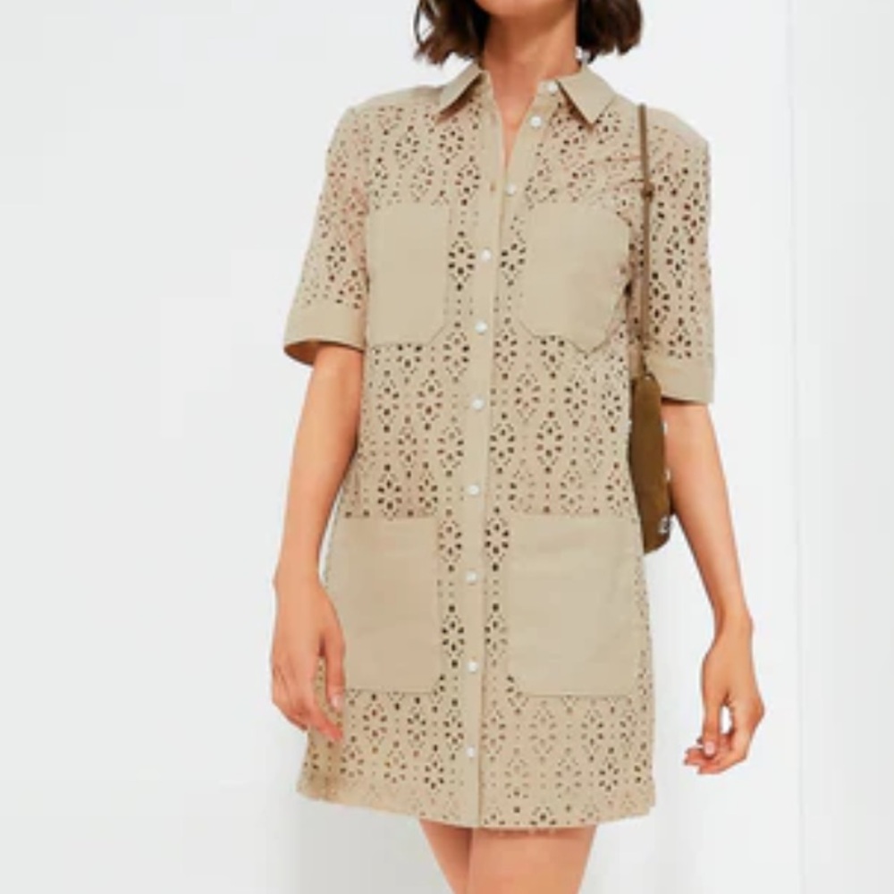 Veronica Beard Rafaela Cotton Shirtdress Stone Khaki Size 2 NEW
